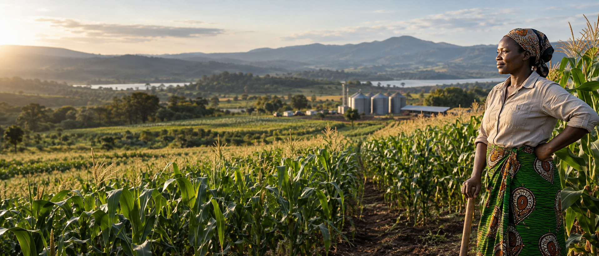 Farmer overlooking a thriving maize field in Malawi
